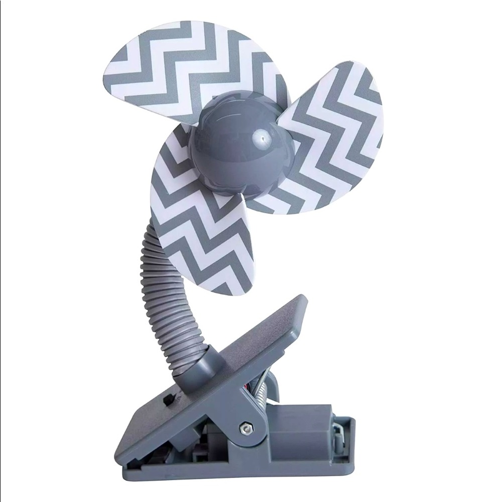 Nuby Cool Baby Clip on Stroller Fan, Gray/ White, NIB